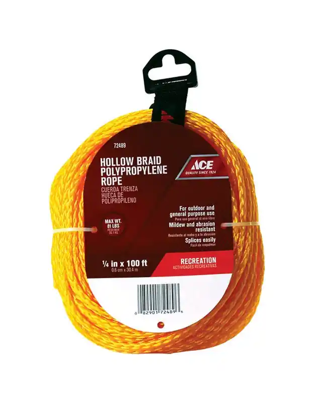 1/4 In. Diameter X 100 Ft. Length Gold Braided Polypropylene Rope