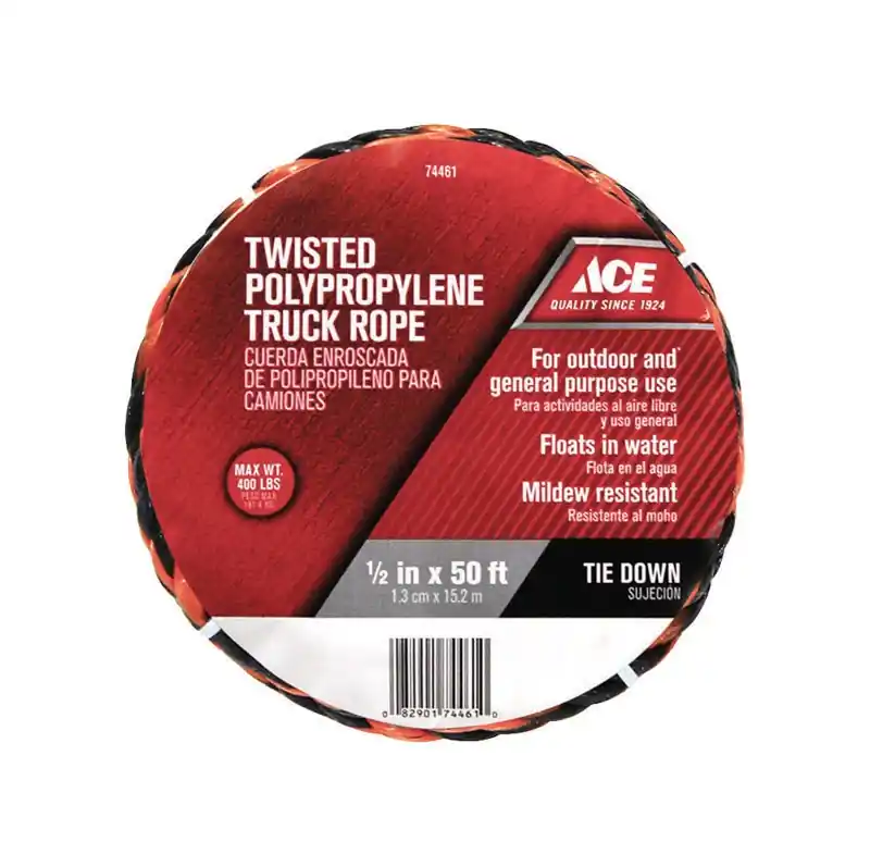 1/2 In. Diameter X 50 Ft. Length Black/orange Twisted Poly Truck Rope