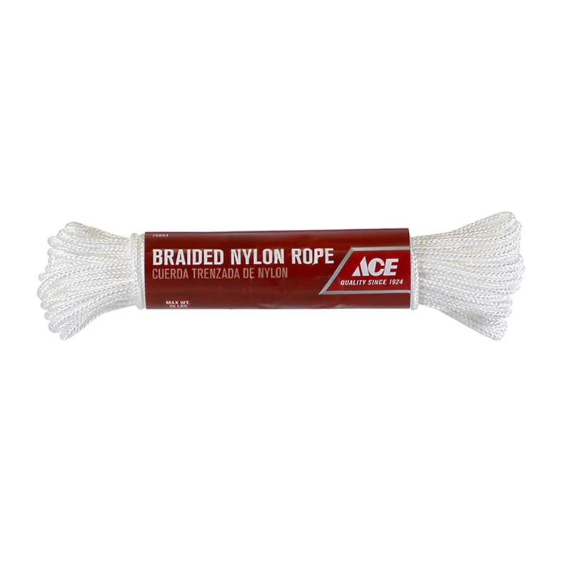 1/8 In. Diameter X 48 Ft. Length White Braided Nylon Rope