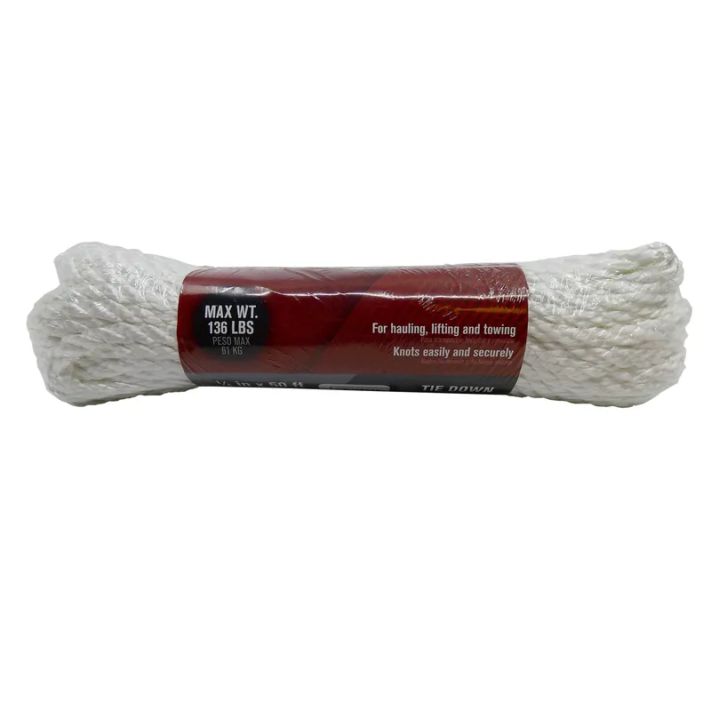 1/4 In. Diameter X 50 Ft. Length White Twisted Nylon Rope For Hauling And Lifting