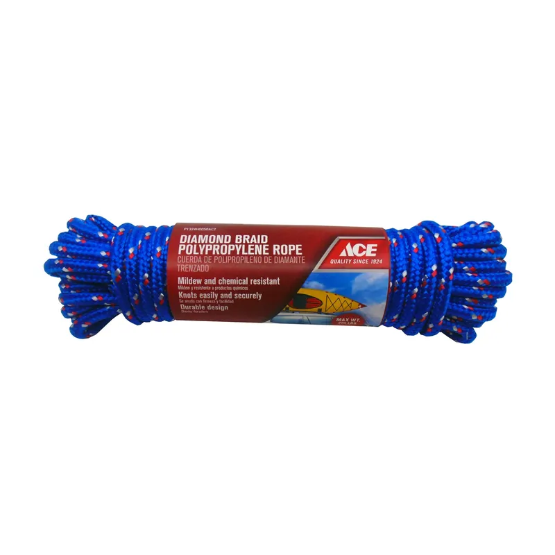 3/8 In. Diameter X 50 Ft. Length Assorted Diamond Braided Polypropylene Rope