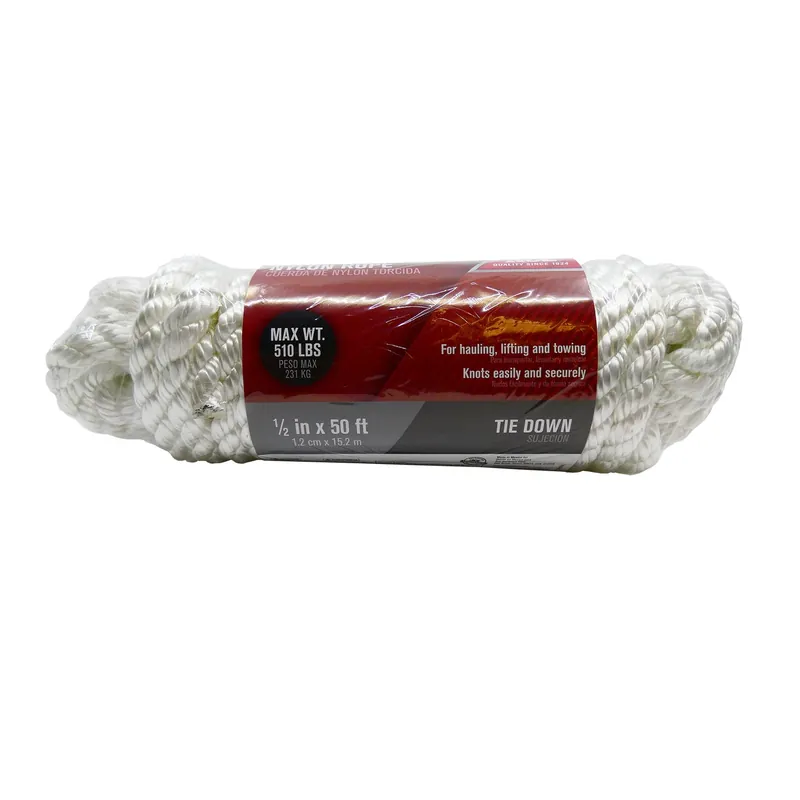 1/2 In. Diameter X 50 Ft. Length White Twisted Nylon Rope