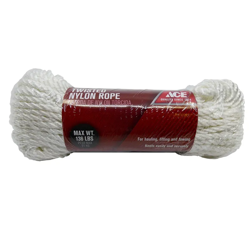 1/4 In. Diameter X 100 Ft. Length White Twisted Nylon Rope For Hauling And Lifting