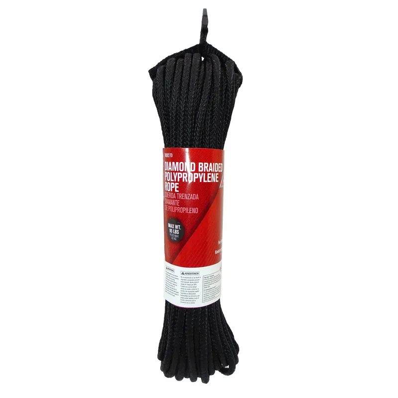 1/4 In. Diameter X 50 Ft. Length Black Diamond Braided Polypropylene Rope