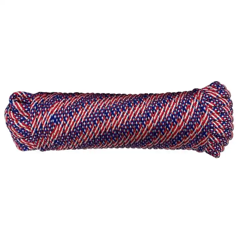 3/8 In. Diameter X 100 Ft. Length Red/white/blue Diamond Braided Polypropylene Rope