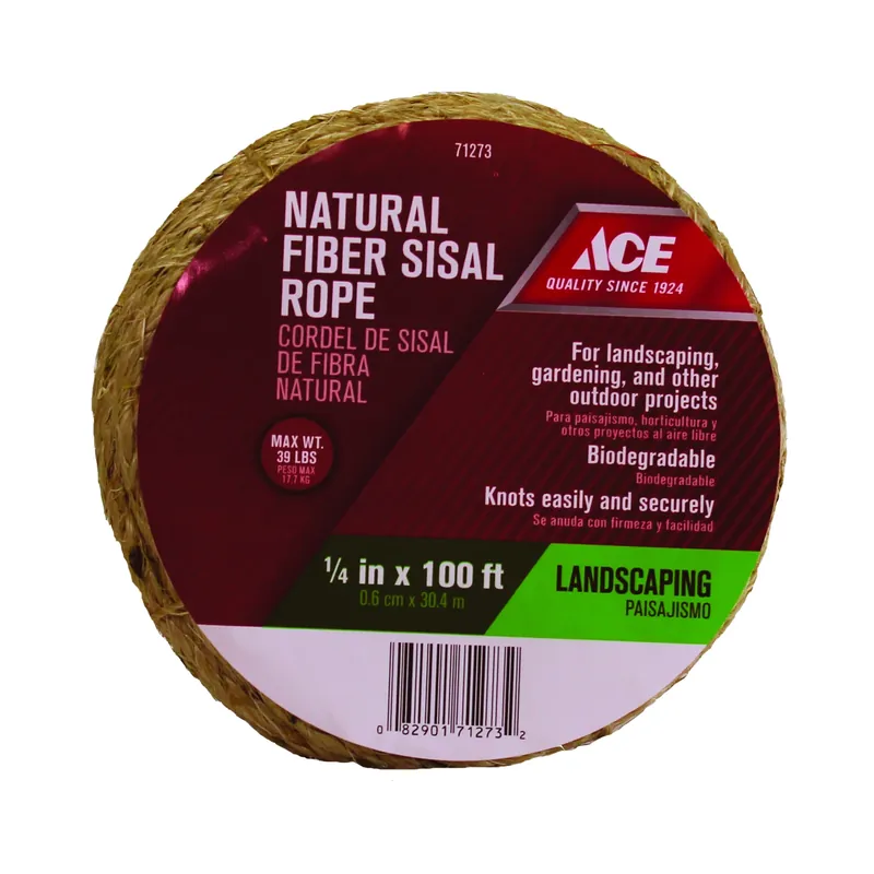 1/4 In. Diameter X 100 Ft. Length Brown Twisted Sisal Rope For Outdoor Use