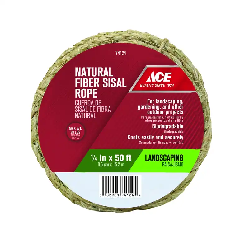 1/4 In. Diameter X 50 Ft. Length Natural Twisted Sisal Rope For Gardening