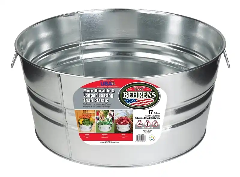 Wash Tub, Galvanized Sheet Steel, Round, 17 Gallons
