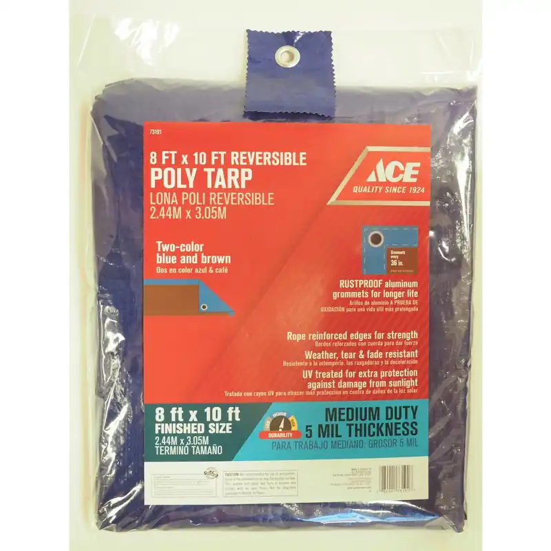 8 Ft. W X 10 Ft. L Medium Duty Polyethylene Tarp In Blue/brown