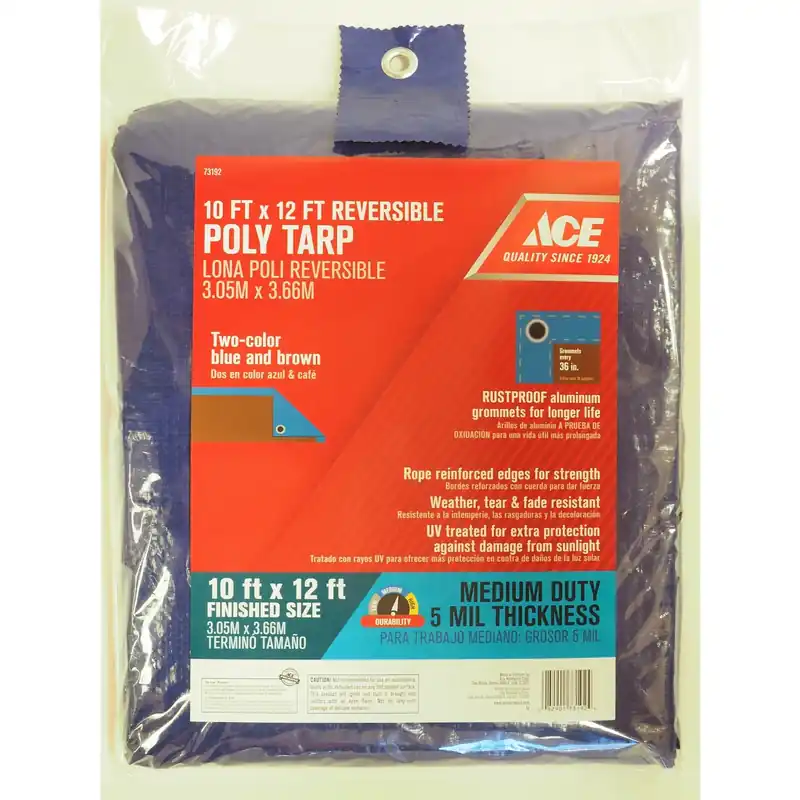 10 Ft. W X 12 Ft. L Medium Duty Polyethylene Tarp Blue/brown