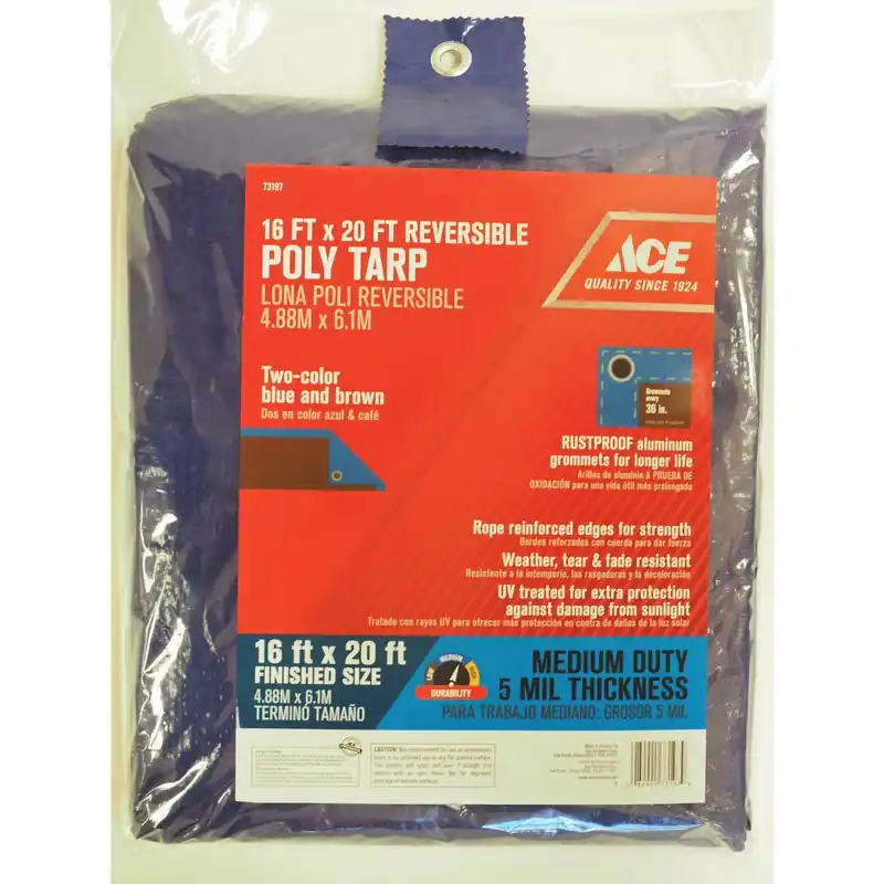 20 Ft. W X 16 Ft. L Medium Duty Polyethylene Tarp Blue/brown