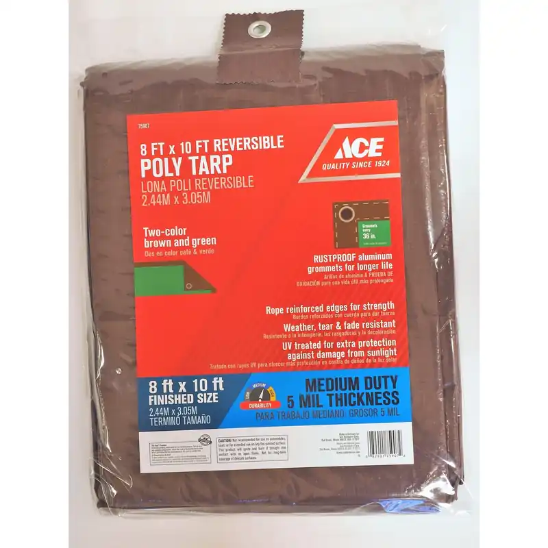 8 Ft. W X 10 Ft. L Medium Duty Polyethylene Tarp In Brown/green
