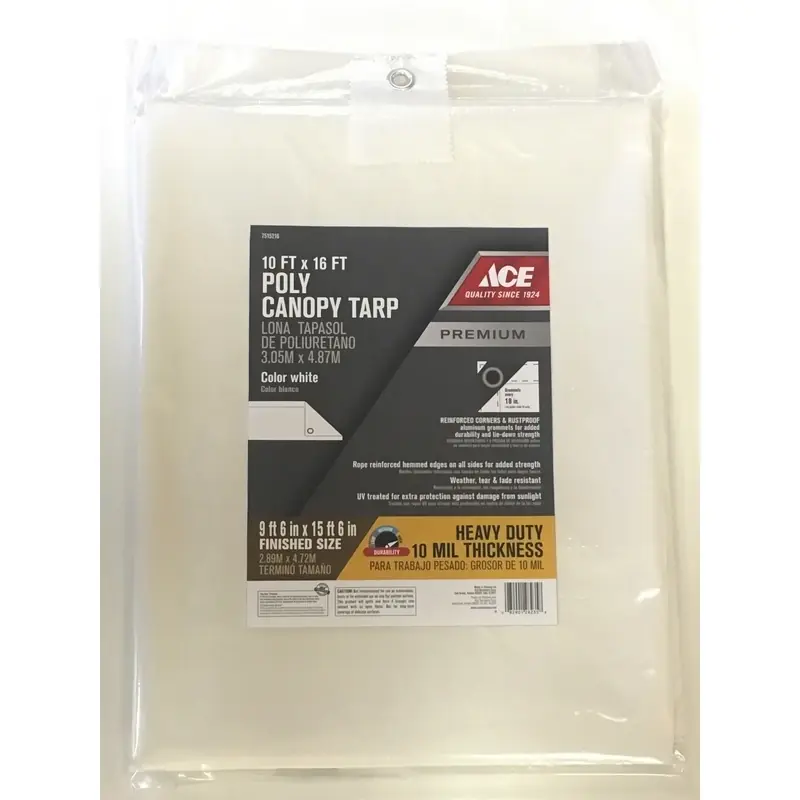 16 Ft. W X 10 Ft. L Heavy Duty Polyethylene Canopy Tarp - White