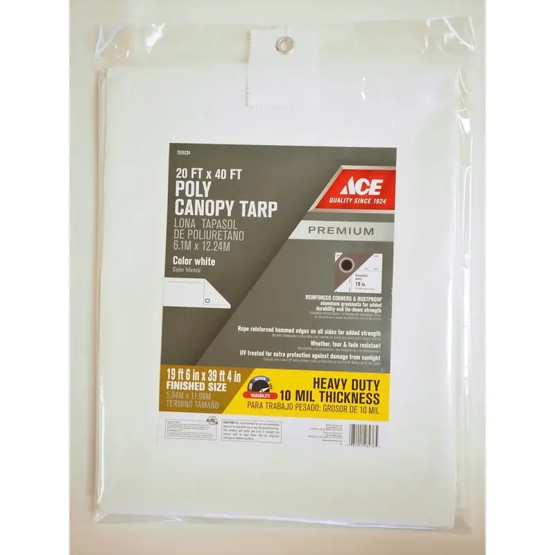 40 Ft. W X 20 Ft. L Heavy Duty Polyethylene Canopy Tarp - White