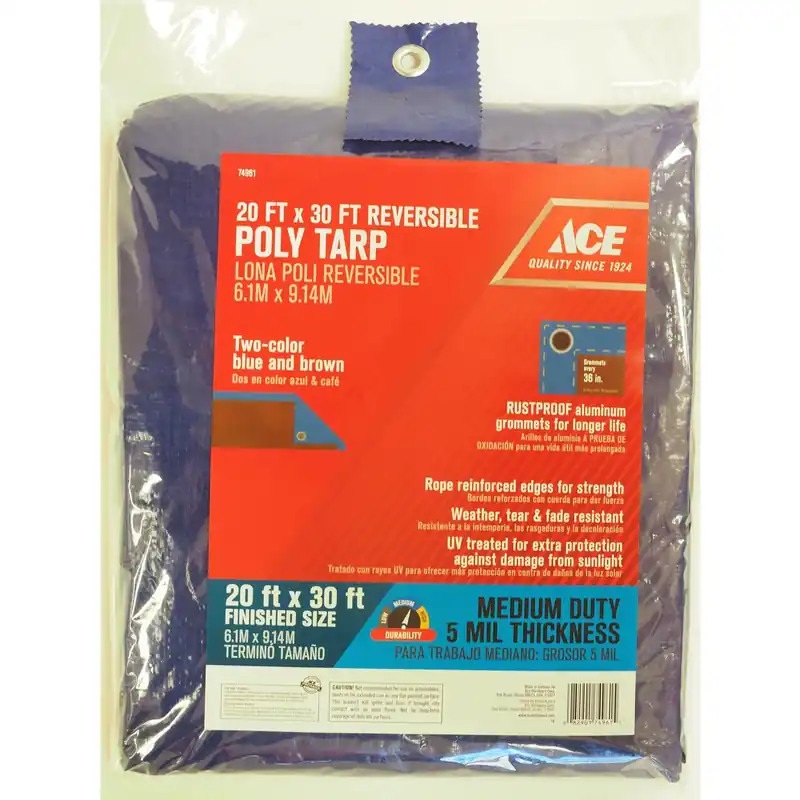 20 Ft. W X 30 Ft. L Medium Duty Polyethylene Tarp In Blue/brown