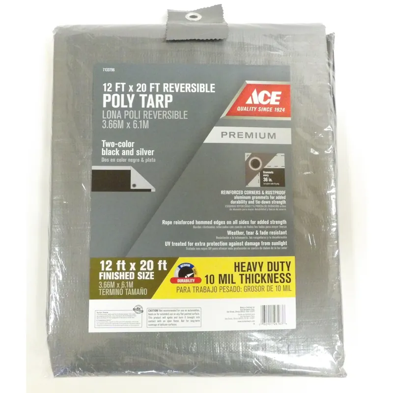 12 Ft. W X 20 Ft. L Heavy Duty Polyethylene Tarp Black/silver