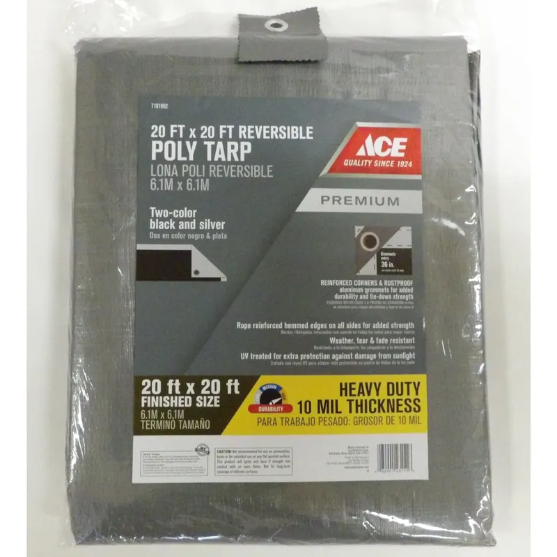 20 Ft. W X 20 Ft. L Heavy Duty Polyethylene Tarp Black/silver