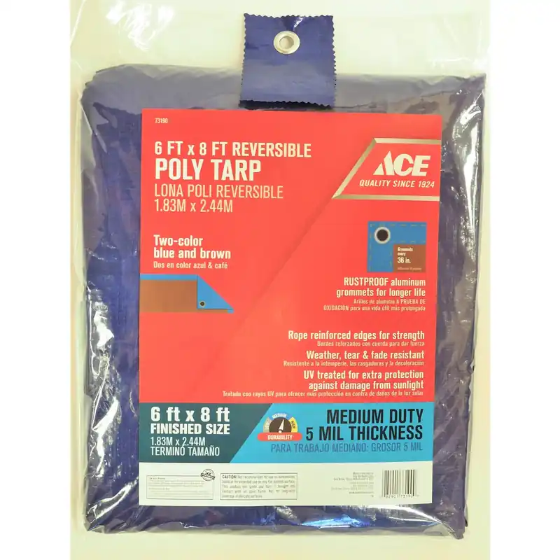 6 Ft. W X 8 Ft. L Medium Duty Polyethylene Tarp In Blue/brown