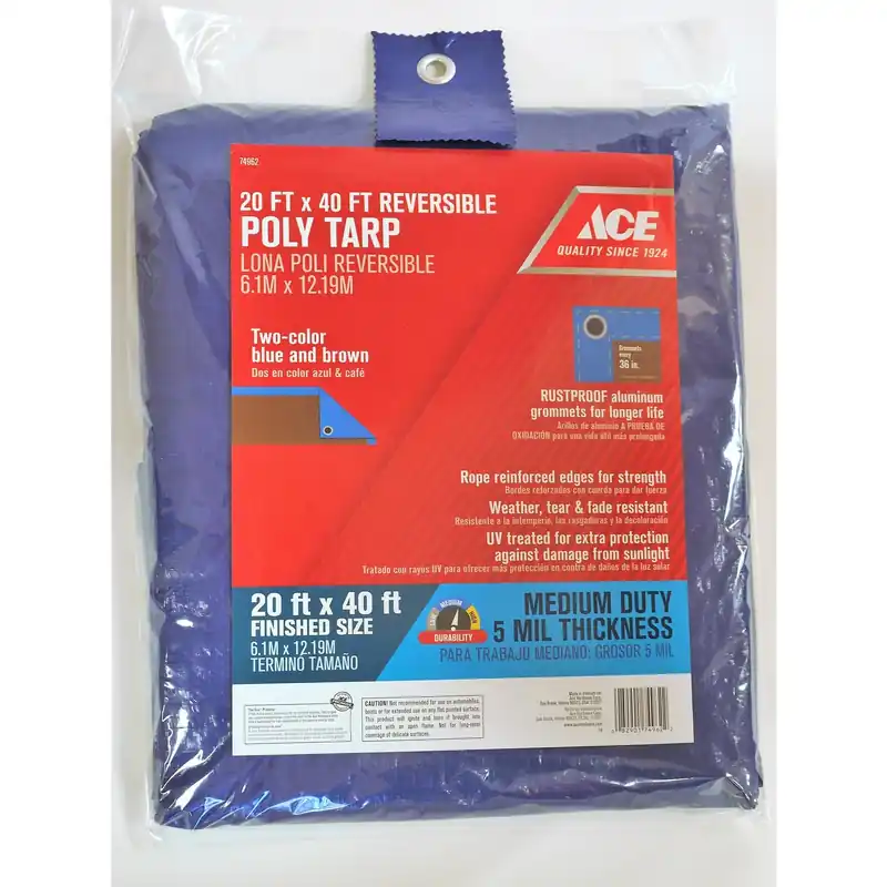 20 Ft. W X 40 Ft. L Medium Duty Polyethylene Tarp In Blue/brown