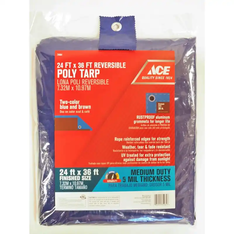 24 Ft. W X 36 Ft. L Medium Duty Polyethylene Tarp In Blue/brown