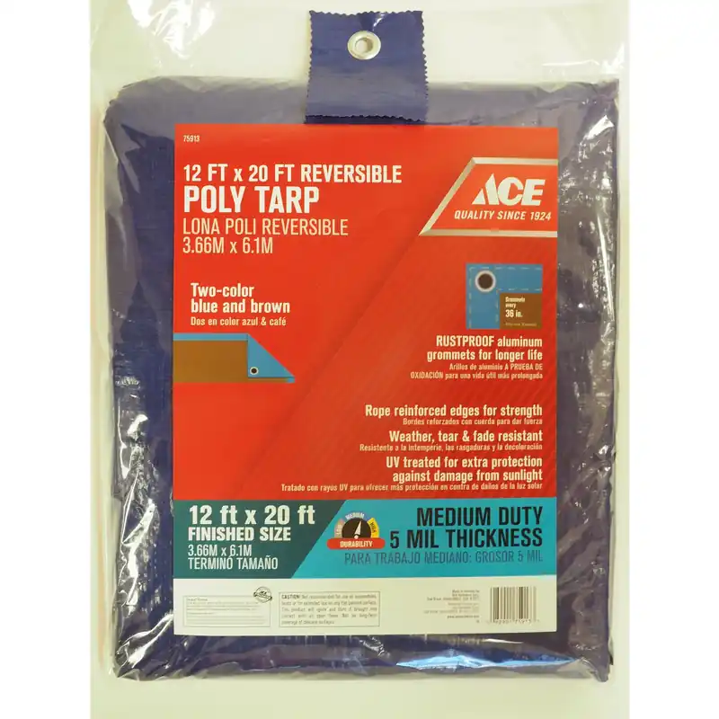 12 Ft. W X 20 Ft. L Medium Duty Polyethylene Tarp In Blue/brown