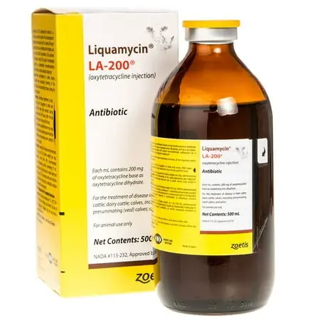 Animal Health Liquamycin La 200 Injectable Solution 500 Milliliters