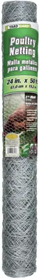 Galvanized Poultry Netting, 24 In. X 50 Ft., 2 In. Mesh, 20-gauge Steel