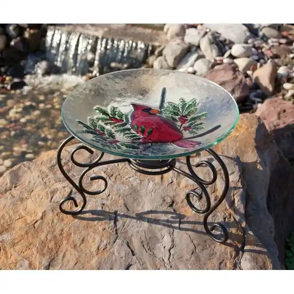 Eg01120 Scroll Tabletop Birdbath Stand - Elegant Bronze Design