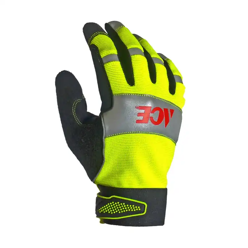 Men‘s Indoor/outdoor Synthetic Leather Hi-viz Work Gloves Blue/yellow Large