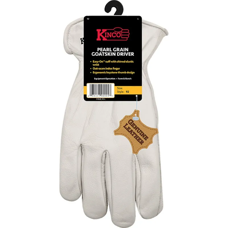 Full Grain Goatskin Gloves, Pearl White, Men‘s XL