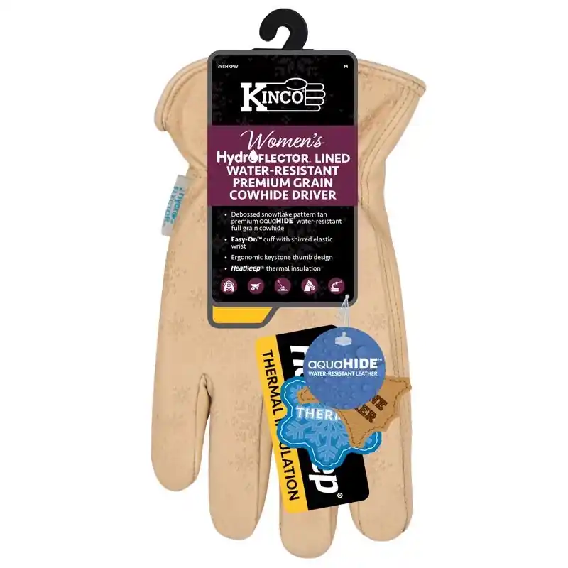Kinco Hydroflector Women‘s Small Cowhide Leather Lined Tan Gloves