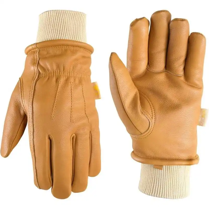Wells Lamont Women‘s Tan Cowhide Winter Work Gloves – Insulated, Cut‑Resistant, Indoor/Outdoor