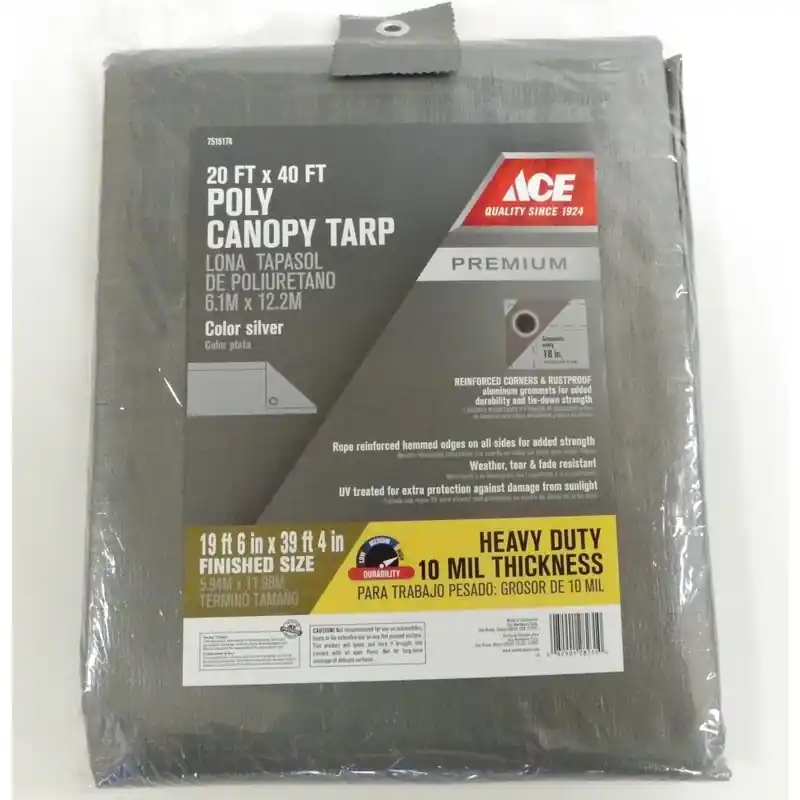 40 Ft. W X 20 Ft. L Heavy Duty Polyethylene Canopy Tarp Silver