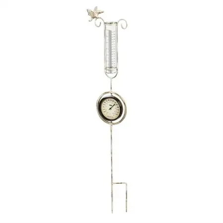 Evergreen Antique 36 Inch Thermometer And Rain Gauge Stake For Outdoor Use