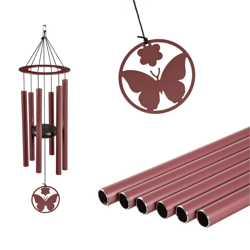 27 Inch Metal Butterfly Wind Chime For Lawn And Garden Decor