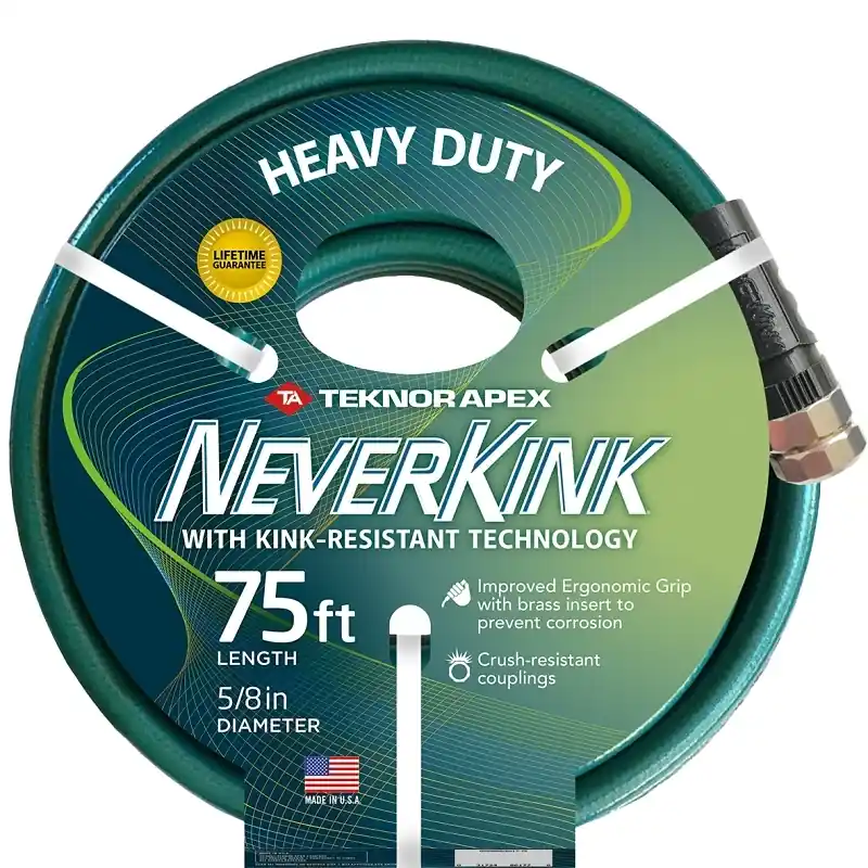 Neverkink Heavy-duty Garden Hose 5/8 In X 75 Ft With Aluminum Couplings