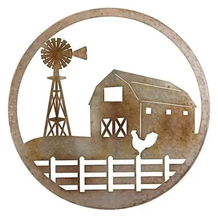 12067 34" Galvanized Circle Barn Wall Decor