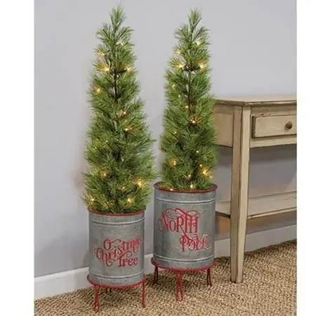 Set Of 2 North Pole Planters - Decorative Holiday Planters For Indoor And Outdoor Use