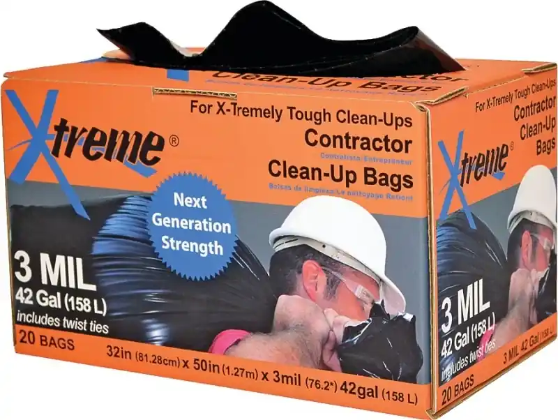 Inv-50-20cb-i 42 Gallon Contractor Clean-up Bag, 3mil Black