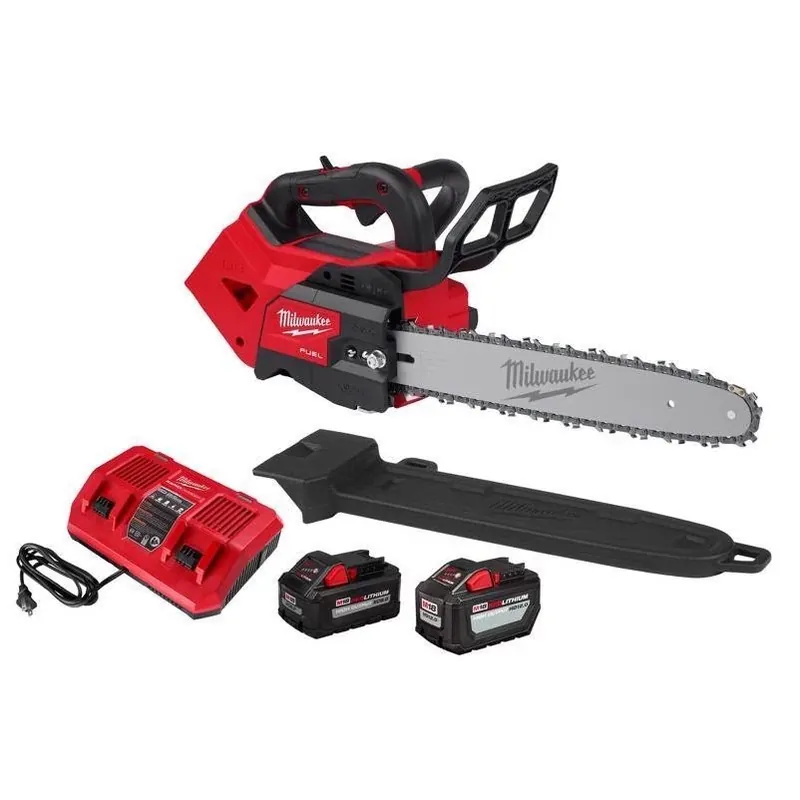 Milwaukee M18 FUEL 14‑Inch 18V Cordless Chainsaw Kit – 2 Batteries & Charger, Professional 3/8‑Inch Chain