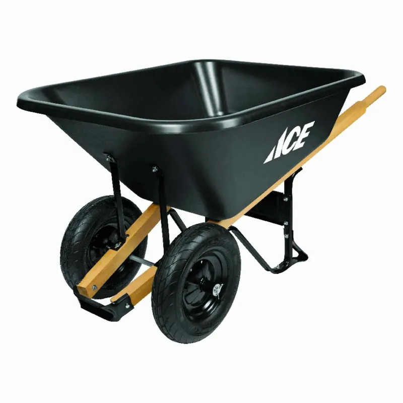 Poly Wheelbarrow With 8 Cubic Foot Capacity And Dual Wheel Design