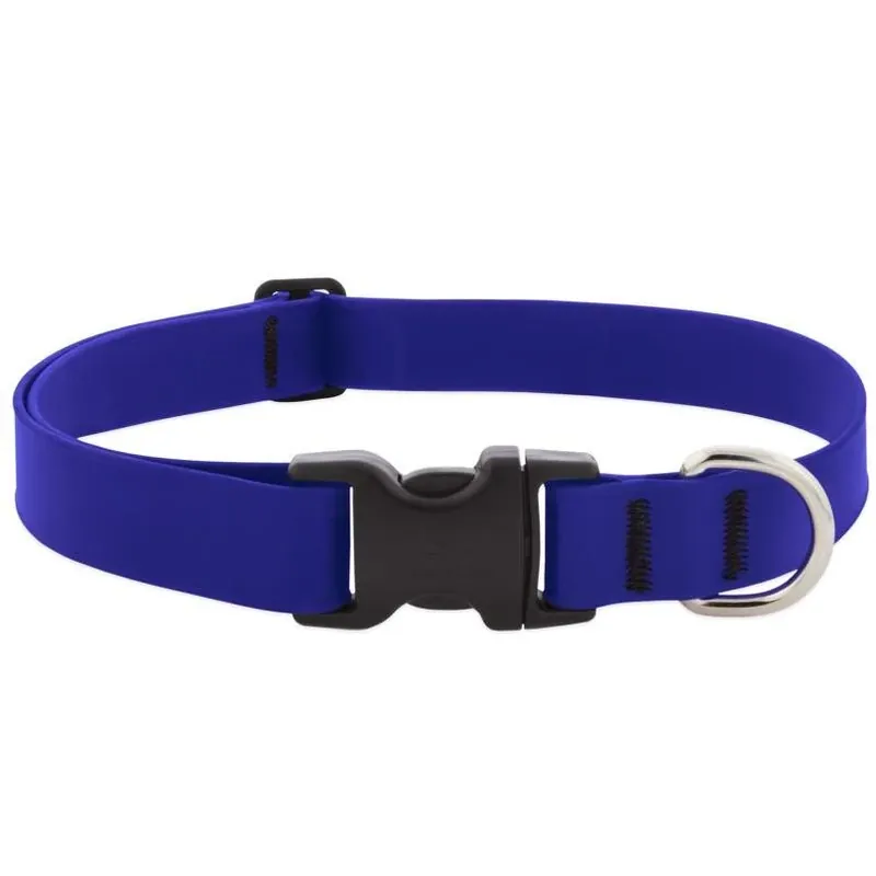True Blue BioThane Adjustable Dog Collar – Large, Weather‑Resistant – LupinePet Splash