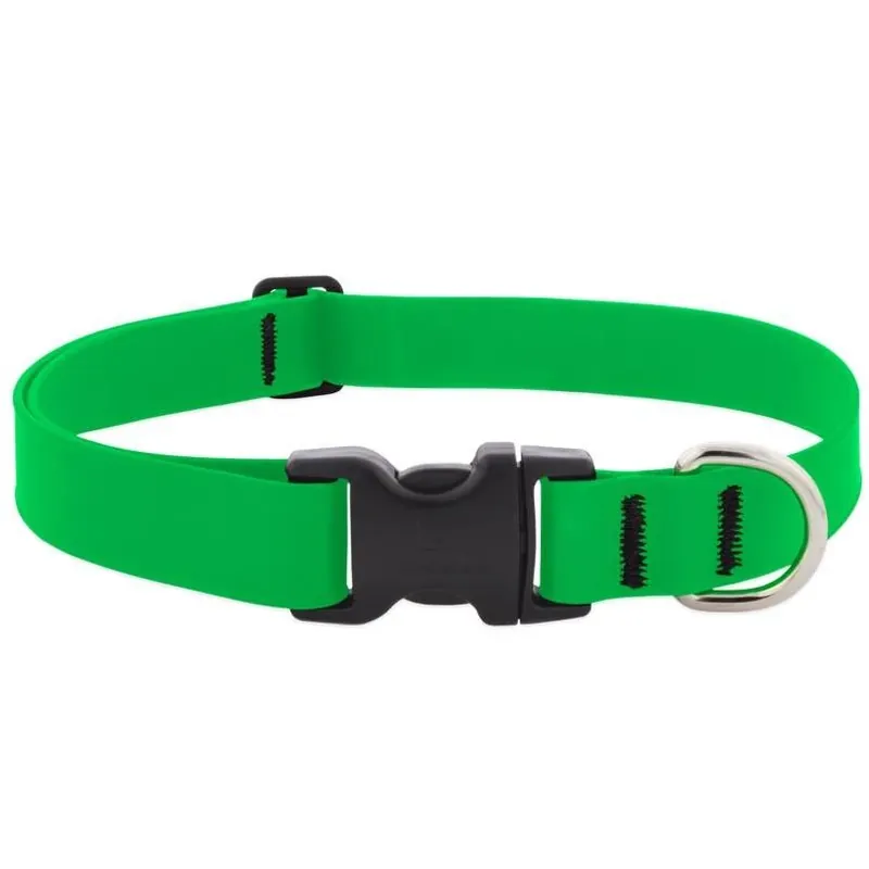 LupinePet Splash Neon Green BioThane Adjustable Dog Collar – Large Size