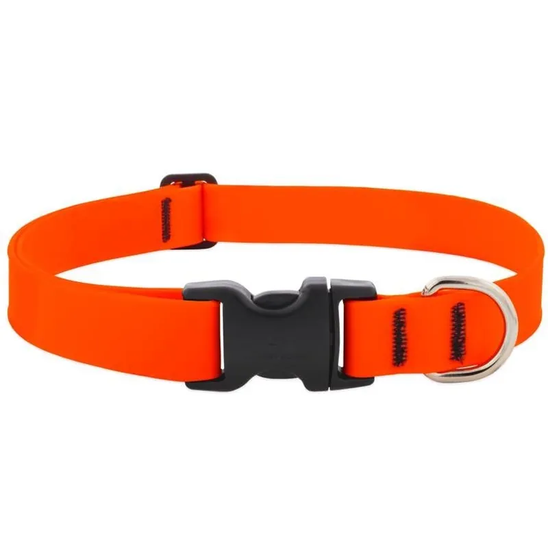 Neon Orange BioThane Adjustable Dog Collar – Large, Weather‑Resistant LupinePet Splash