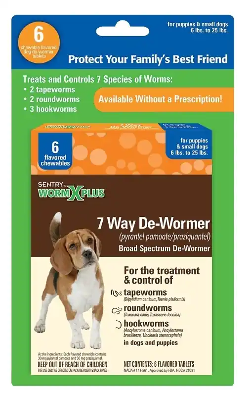 SentryHC WormX Plus Flavored De-Wormer Chewables For Small Dogs & Puppies