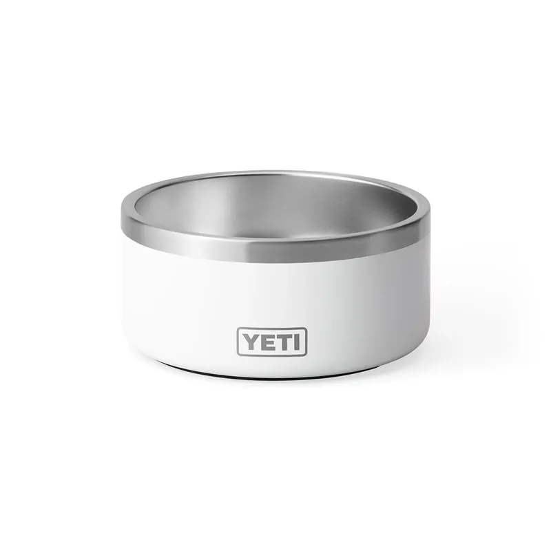 Boomer White Stainless Steel 4 Cup Pet Bowl For Dogs - Durable & Non-slip Design
