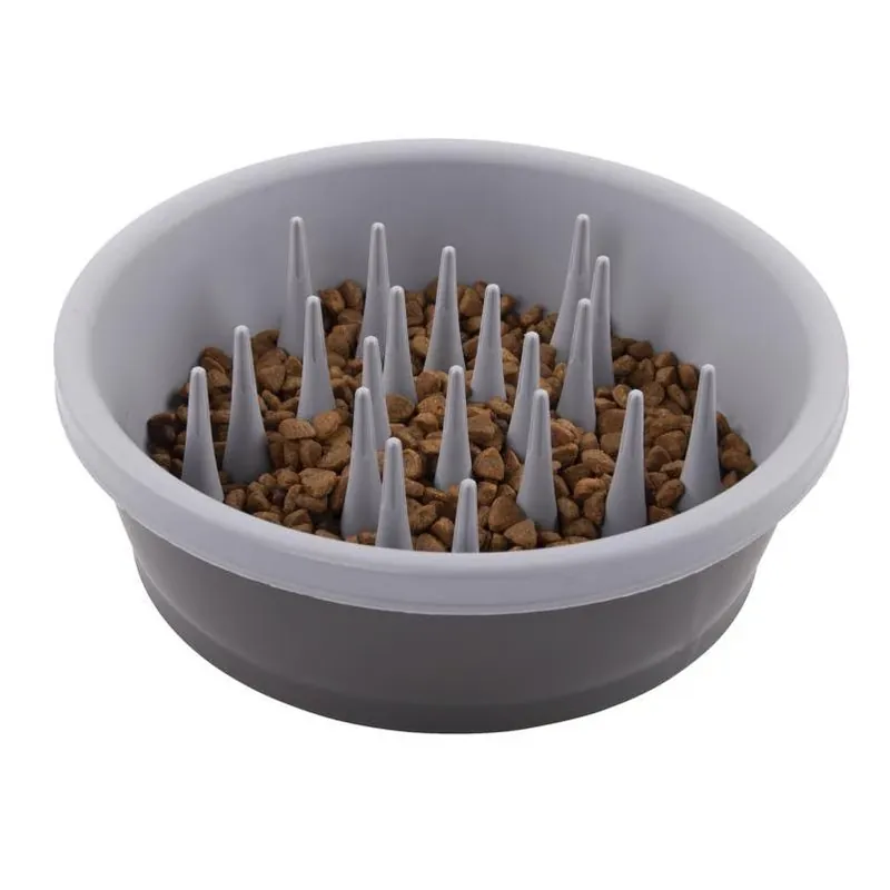 Dexas Gray Silicone 48 oz Anti‑Speed Dog Feeding Bowl