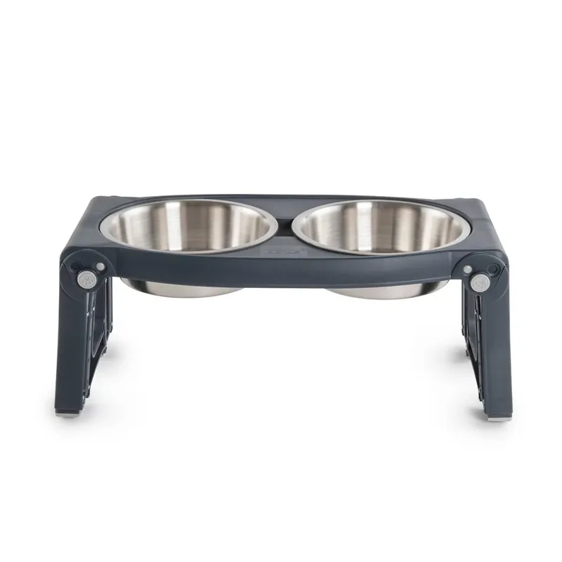 Adjustable Height Stainless Steel Dog Bowl With Non-slip Base