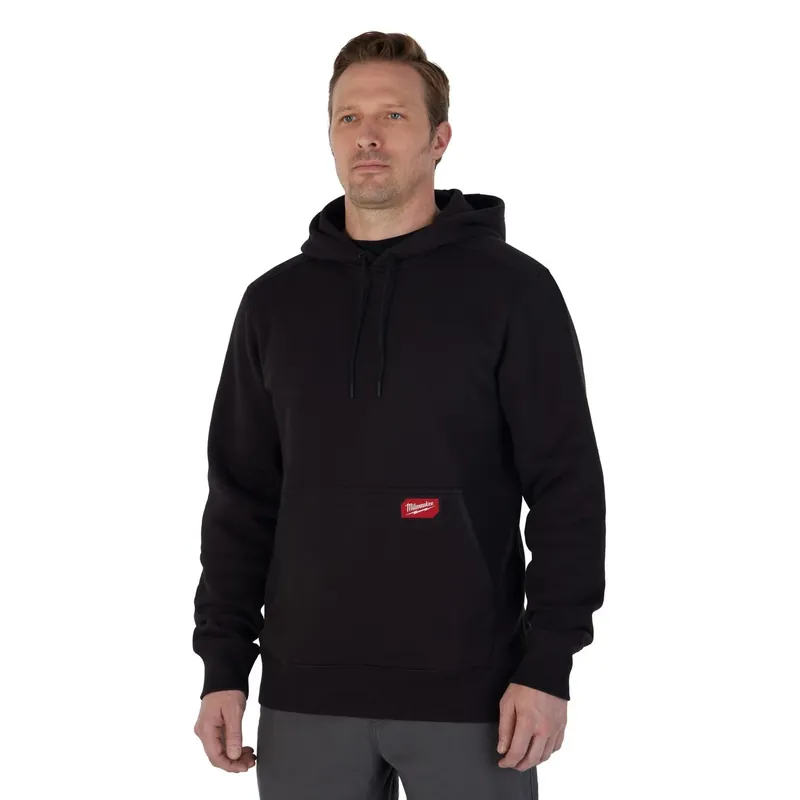 Xl Black Midweight Pullover Hooded Sweatshirt - Cotton/polyester Blend