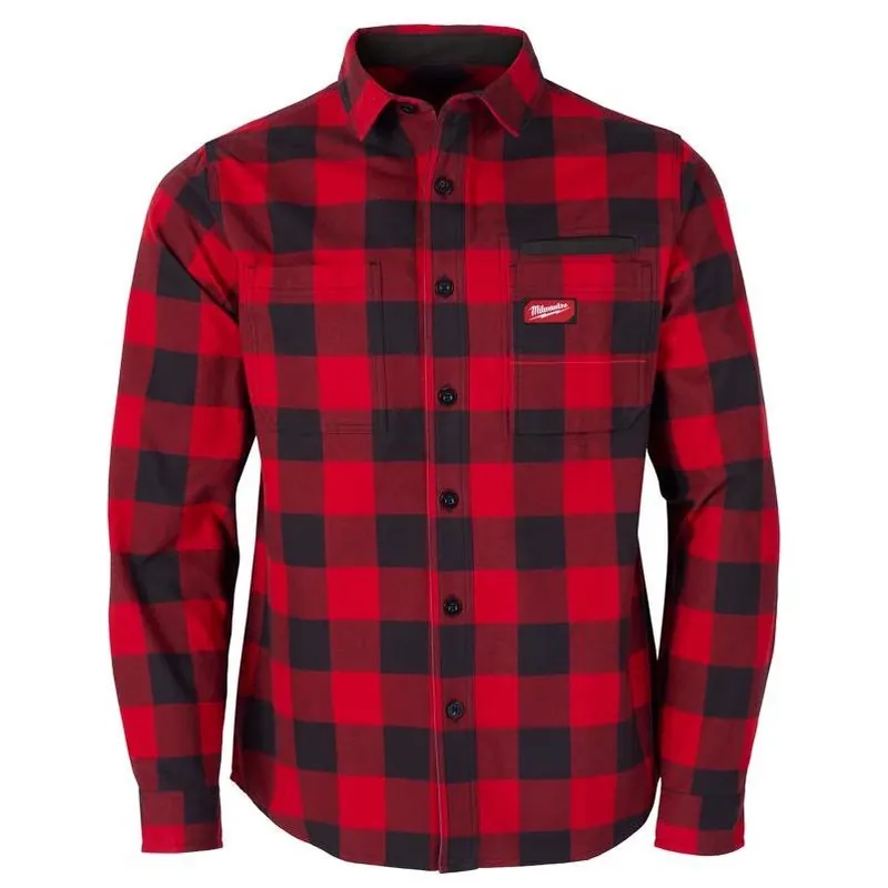 Milwaukee Gridiron XL Red Flannel Shirt – Men’s Collared Long‑Sleeve Tee